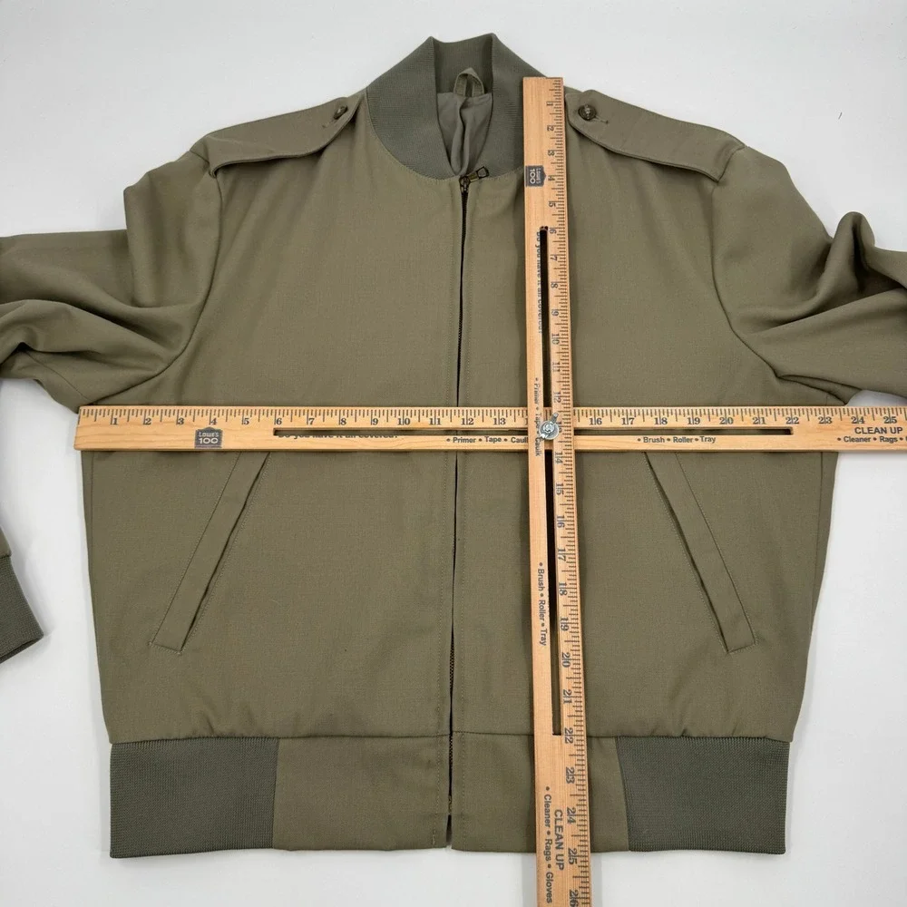 Military Equipment Corp USMC Bomber Jacket Mens 40R Olive Wool Blend Epaulets